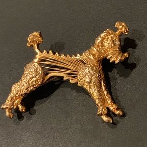 Poodle Gold Tone Wire Body Textured Brooch/ Pin